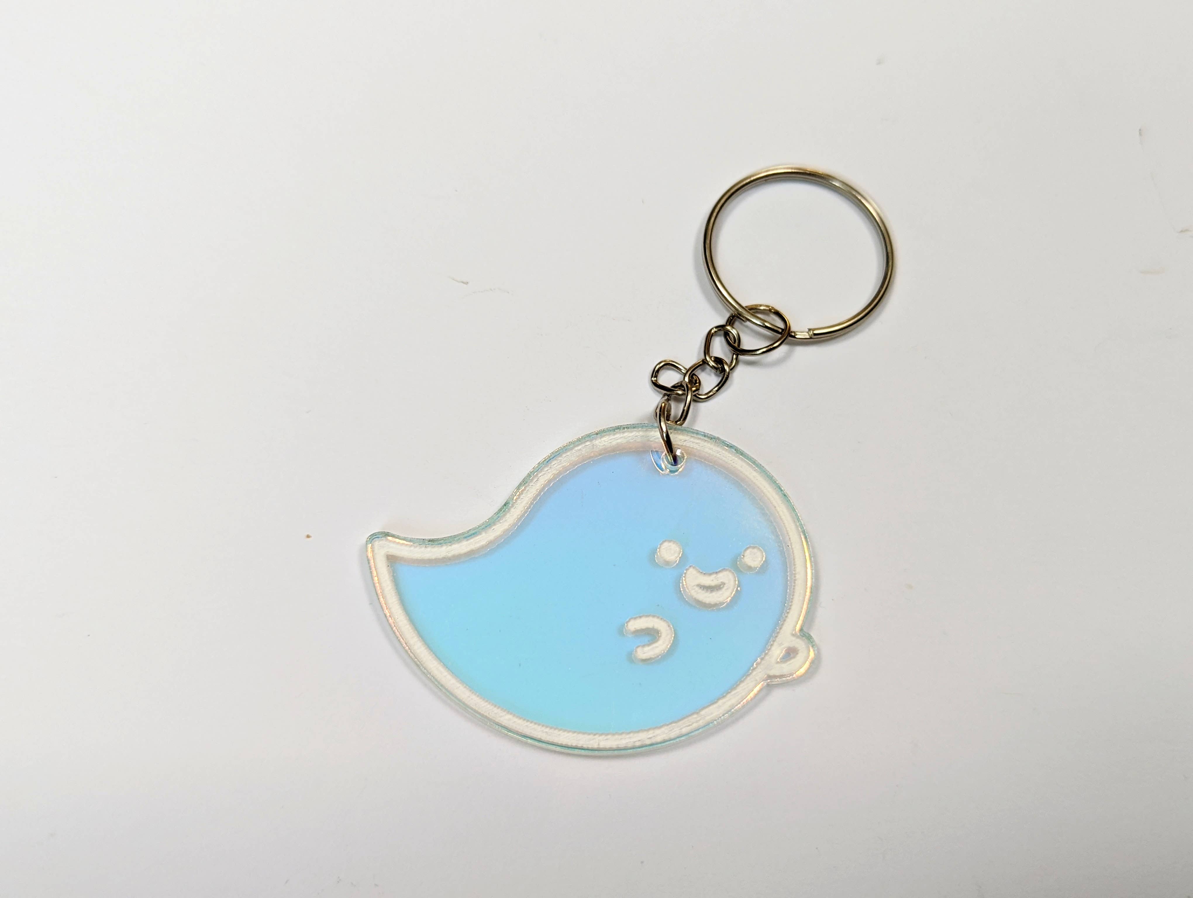 Chikai Shop – wholesale Keychain – Women's – Halloween Ghost keychain on iridescent translucent acrylic4