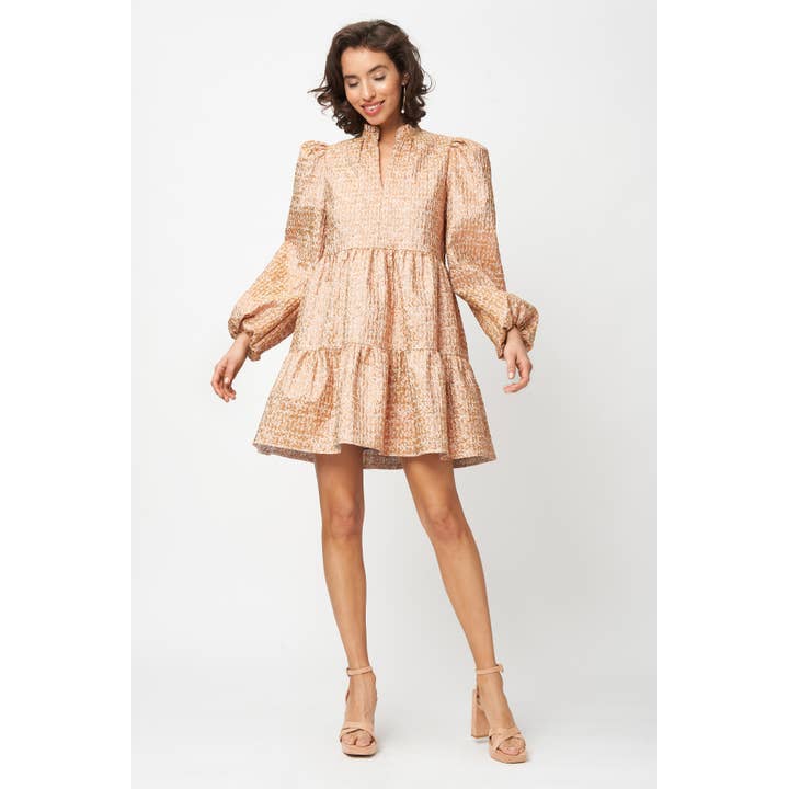 Robe Riley dorée métallisée pour la vente par Fresha London
