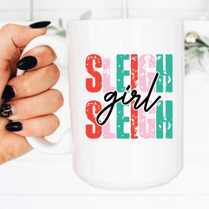 15oz kaffekopp, släde flicka släde, semester mugg, jul för wholesale av Boho Sips