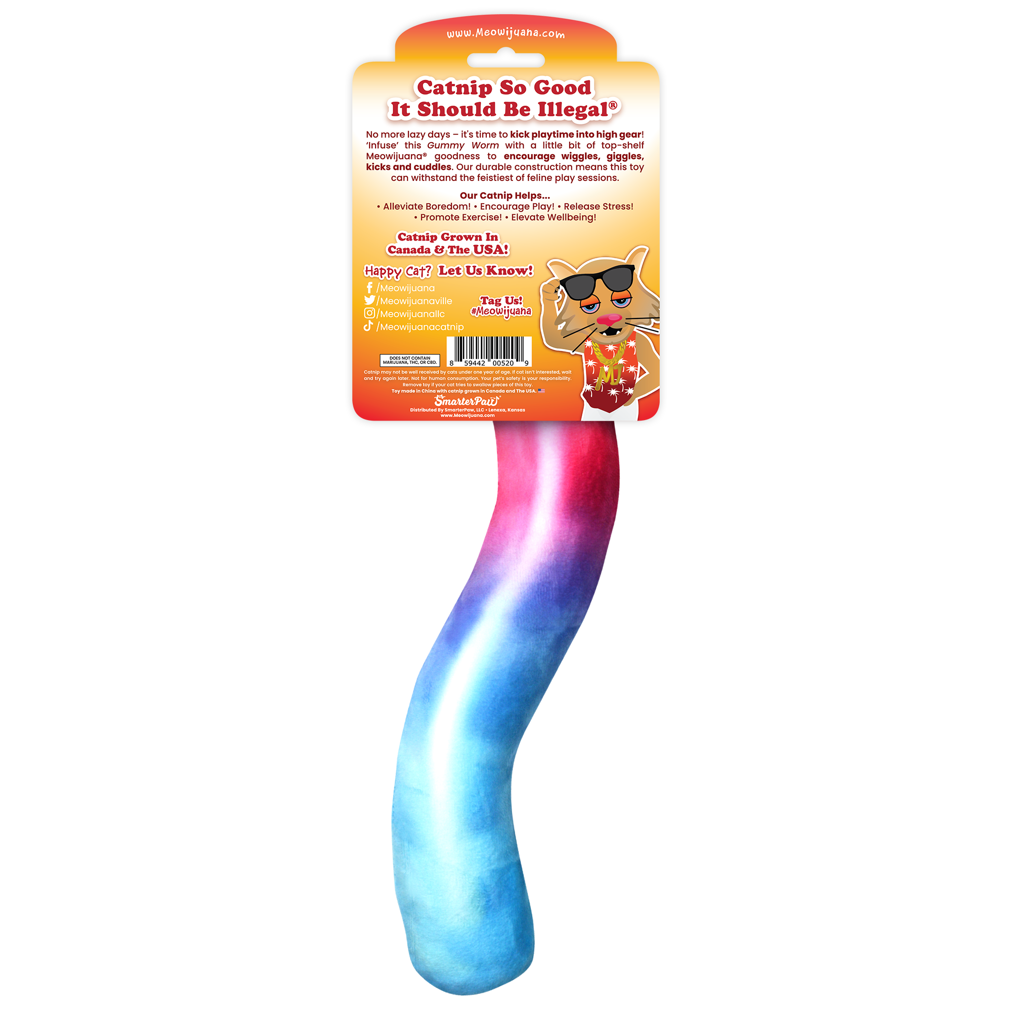 SmarterPaw | Meowijuana & Doggijuana - Wholesale Pet Toy - Cat - Meowijuana® Get Kickin' Gummy Worm Refillable Kicker Cat Toy4
