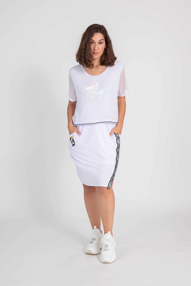 Blanc Robe effet superposé grande taille (C6339) en vente sur Faire