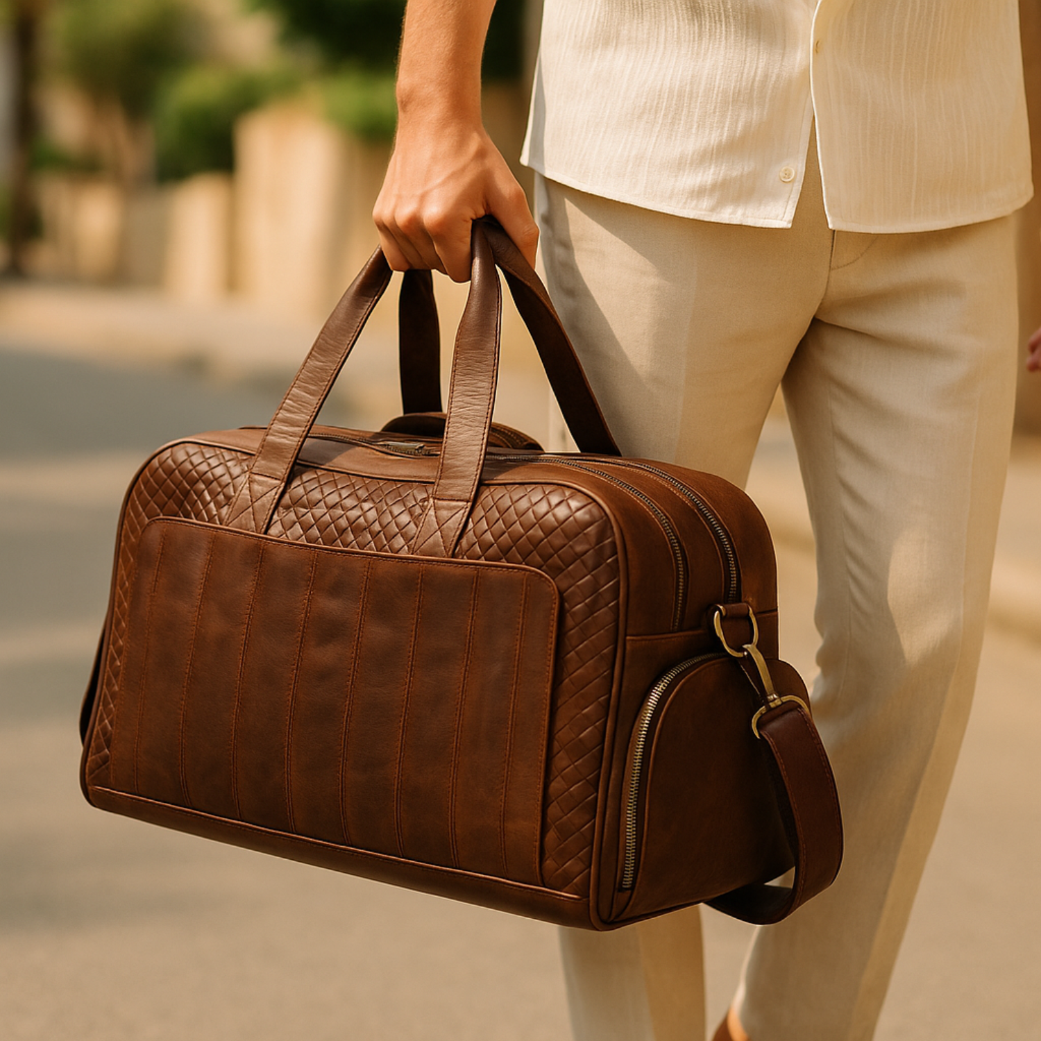 Hides - Wholesale Weekender Bag - Men's - Woven Leather Weekender Duffel Bag15