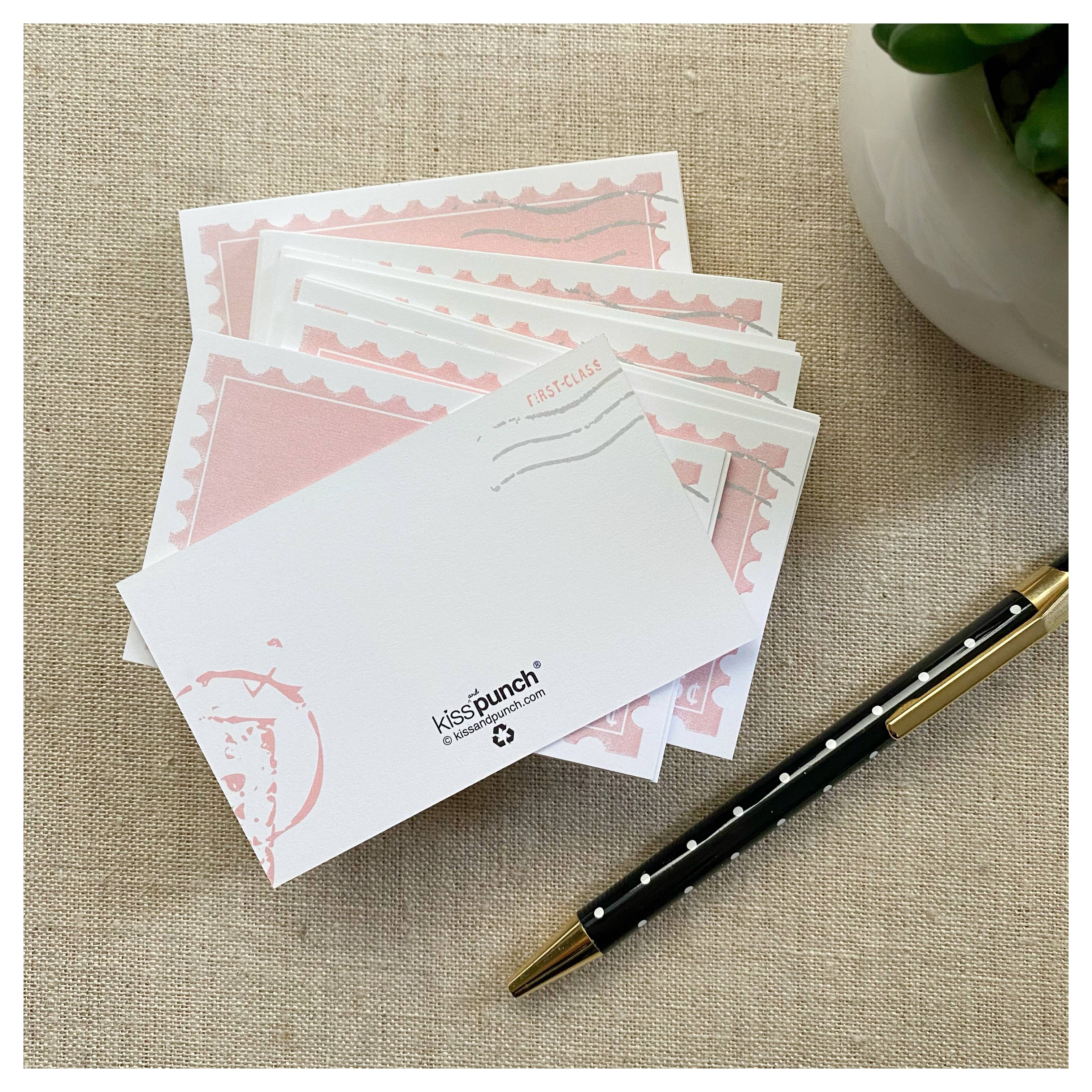 Kiss and Punch - Wholesale Stationery/Notecard Set - Mini Notecard Set of 60 - Forever Stamp1