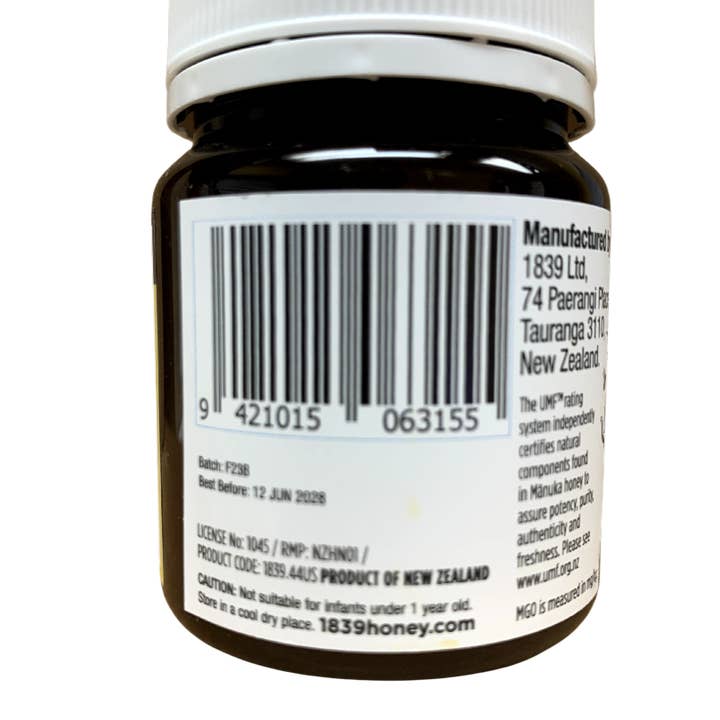 1839 Manuka Honey - Wholesale Honey - UMF 7+ Manuka Honey (4.4 oz)