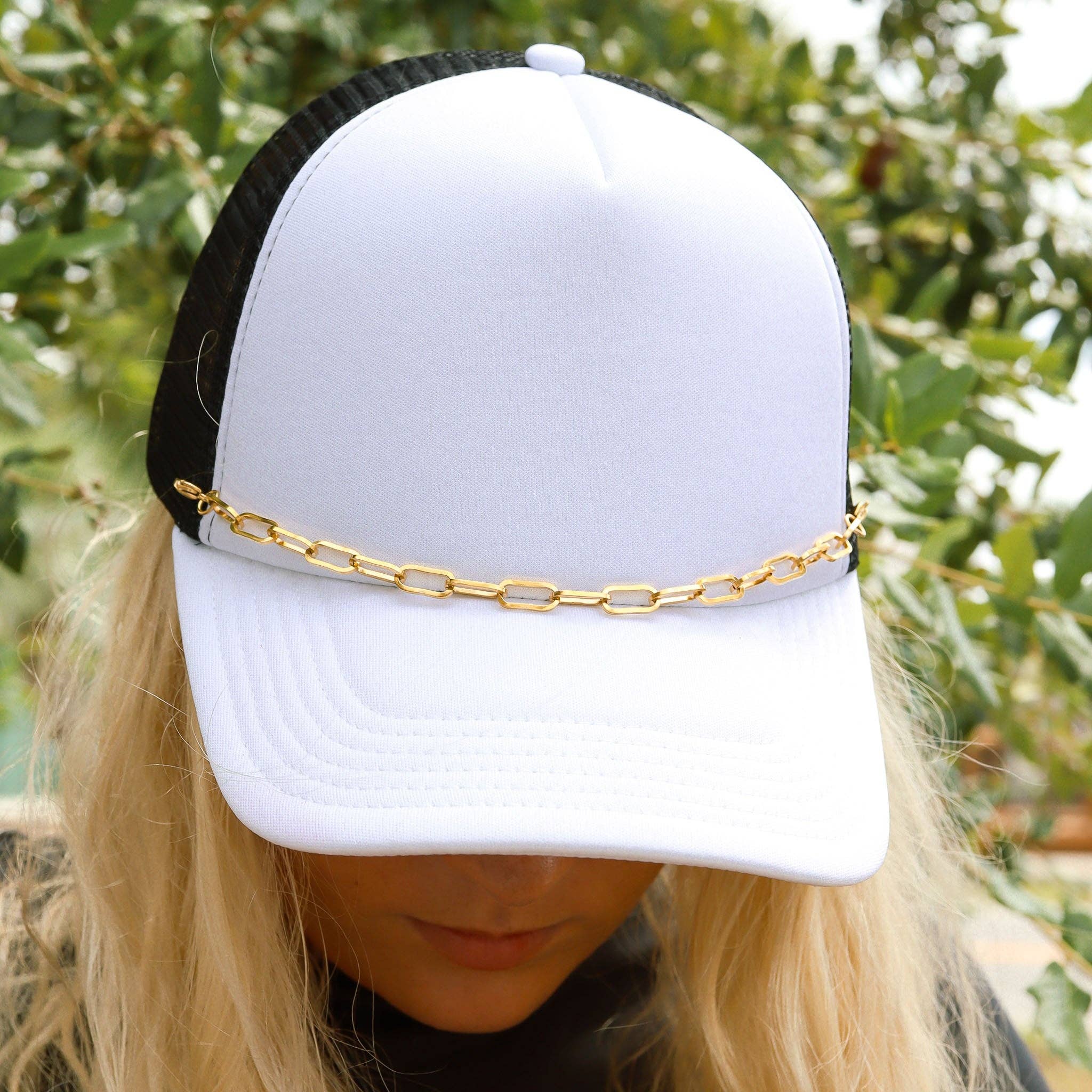 WJW - Wholesale Hat Accessory - Women's - Trucker Hat Chain: 18K Gold PVD Stainless Steel Paperclip1