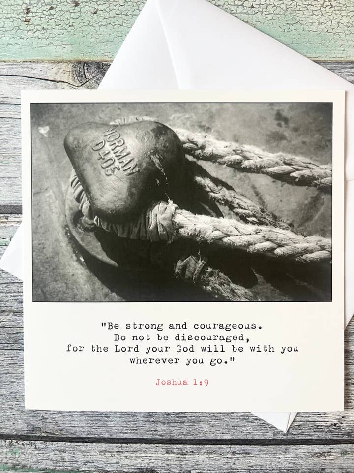 Strong and Courageous Christian Greeting Card Bible Joshua 1 for wholesale by Fieldnote