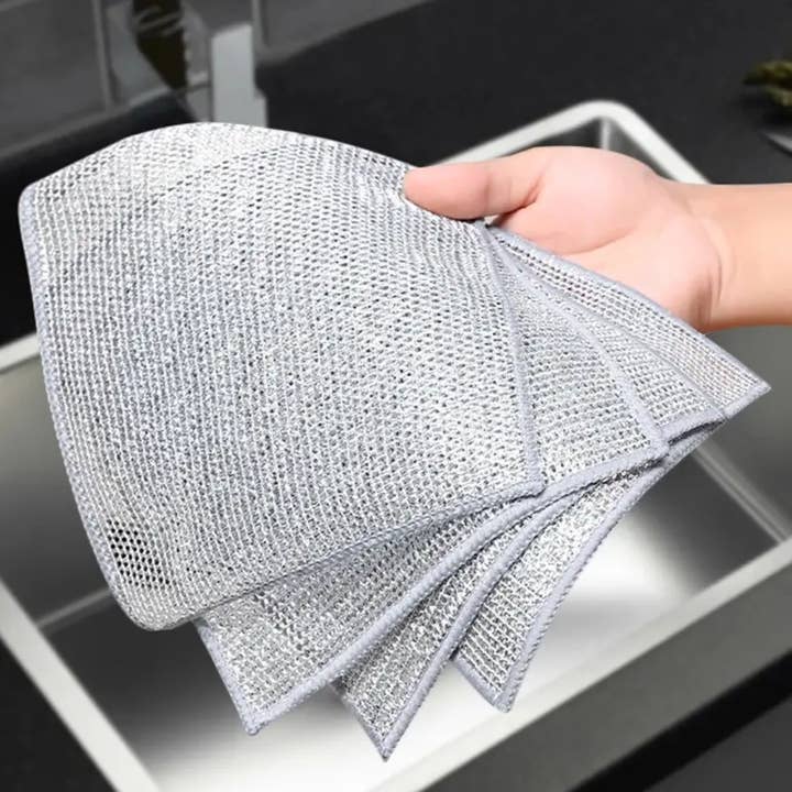 Re:gn - Wholesale Dishcloth - Double-Sided Stainless Steel Wire Dishcloths – Non-Scratch, Heavy-Duty Cloths | 10 Pack