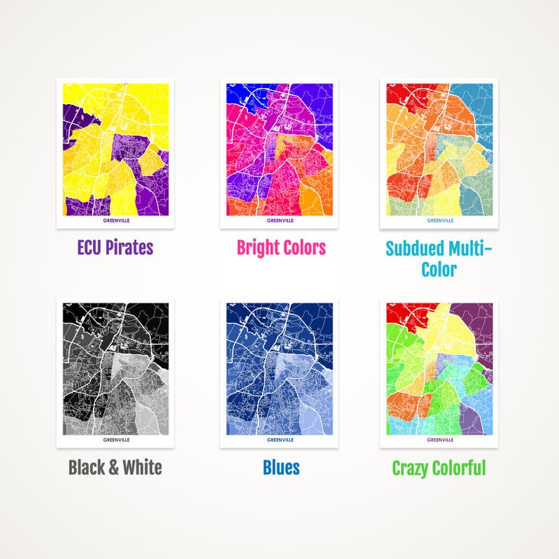 Juanita's Adventures - Wholesale Art Print - Juanitas Greenville NC Map Print1