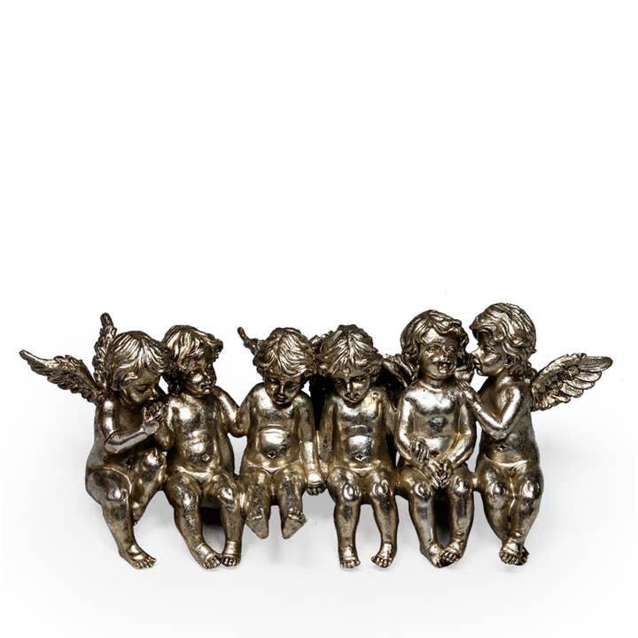 Antique Silver Sitting Row of Cherubs for wholesale by McGowan & Rutherford Ltd