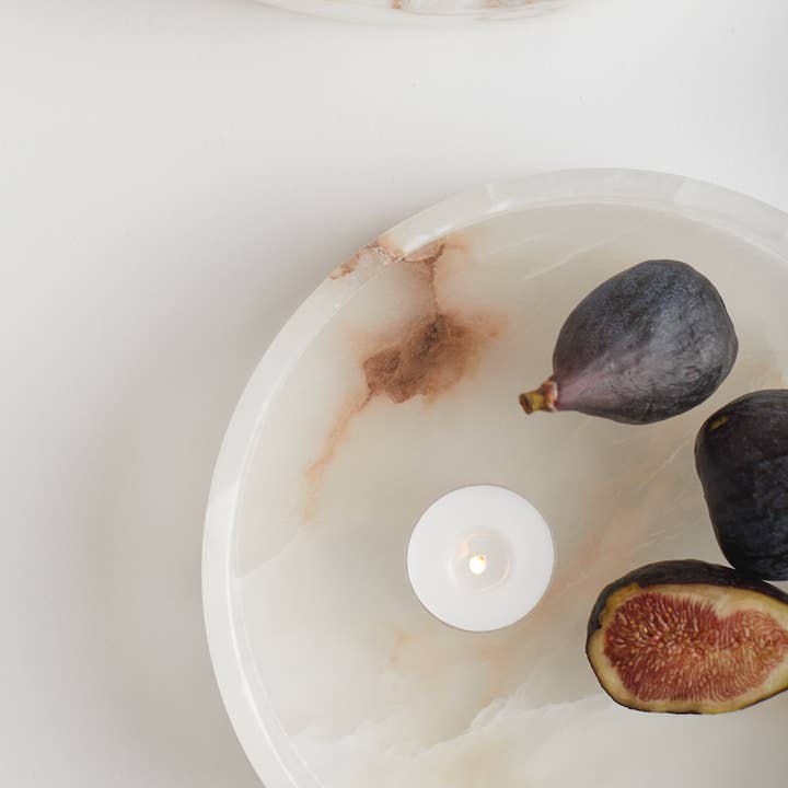 The Collective - Vendita all'ingrosso Vassoi decorativi - Vassoio Vanity rotondo in alabastro portoghese Santo1