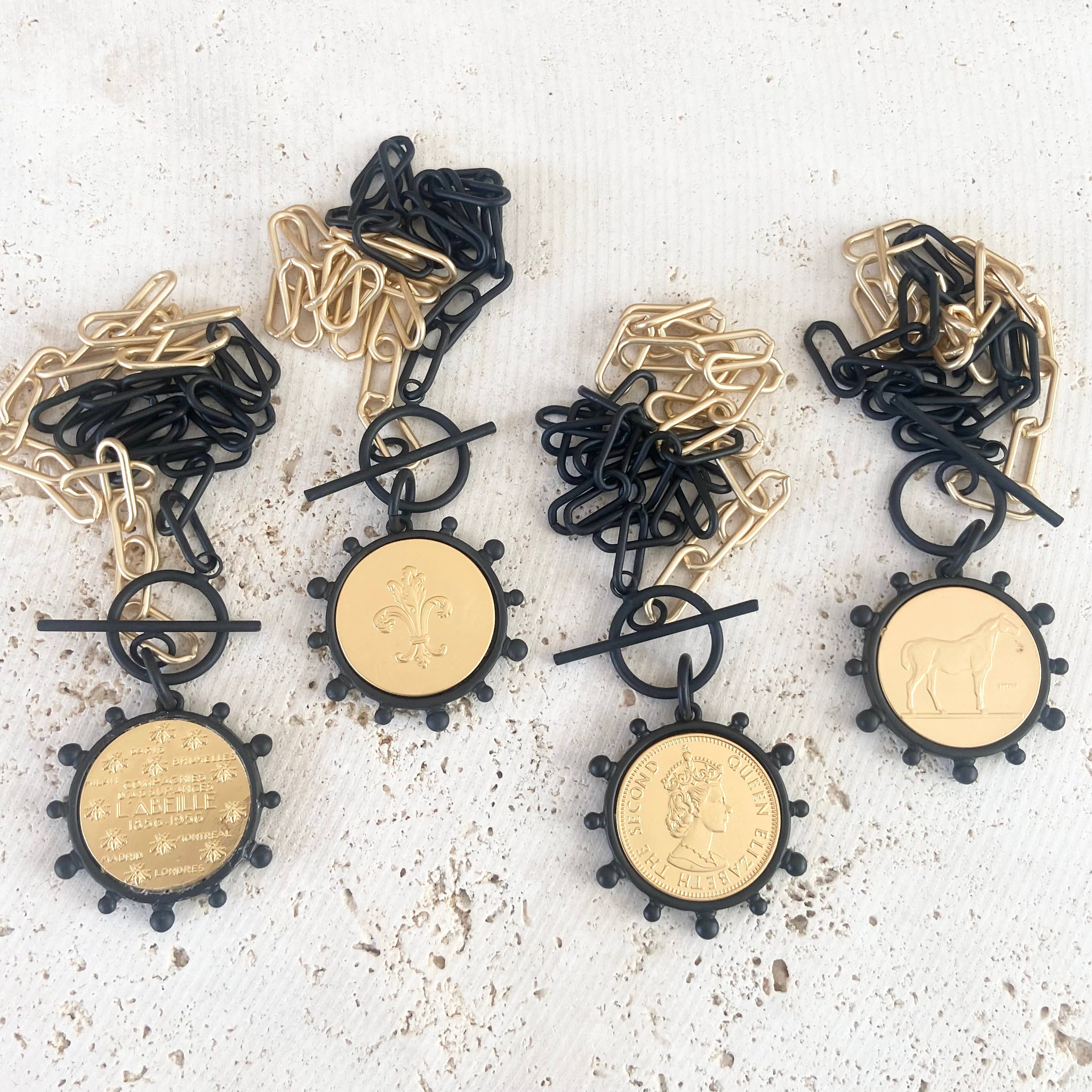 VB&CO Designs Handmade Jewelry - Wholesale Pendant/Charm Necklace - Mixed metal bee queen fleur de lis horse coin jewelry7