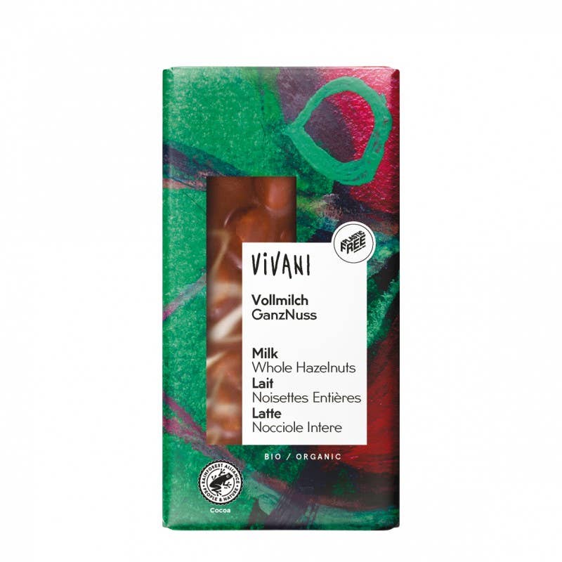 Original Market - Wholesale Chocolate Bar - Milk chocolate with whole hazelnuts ECO Vivani 100g0