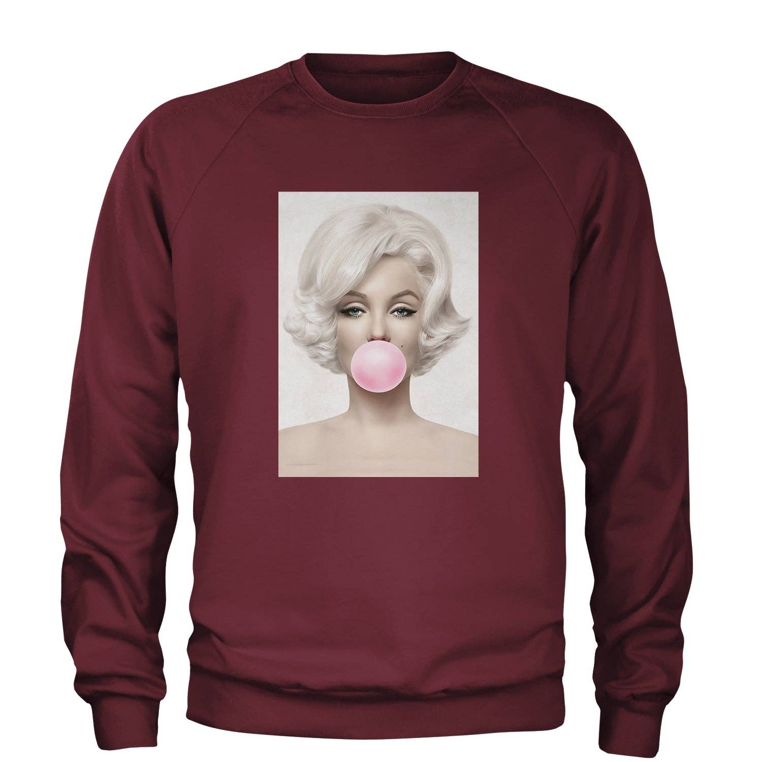 Expression Tees - Wholesale Graphic Sweatshirt - Unisex - Marilyn Monroe Pink Bubble Gum Adult Crewneck Sweatshirt5
