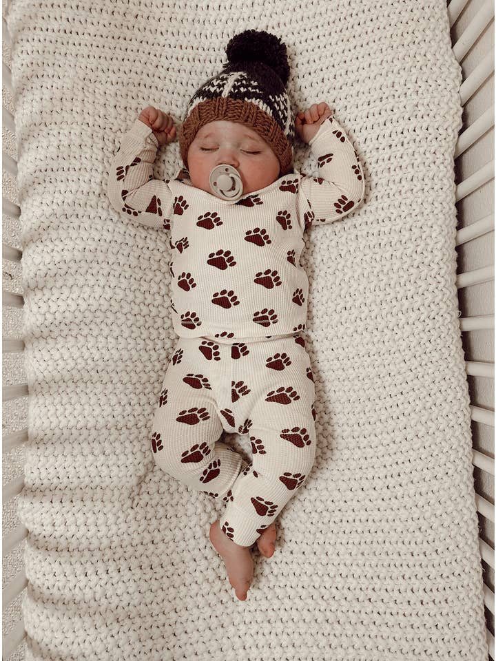 SpearmintLOVE - Wholesale Top & Pant Set - Baby - Organic Waffle 2-Piece Set, Bear Paw