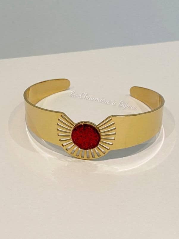 Gouden zonnestraalarmband van roestvrij staal voor wholesale door La Chaumière à Bijoux