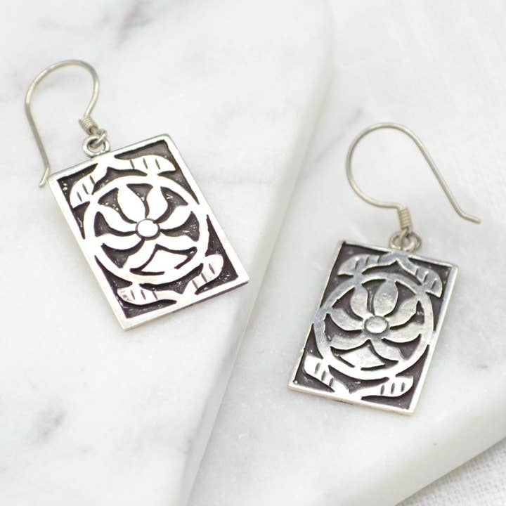 Long Lotus Silver Earrings for wholesale by Didi Bahini Fair Trade