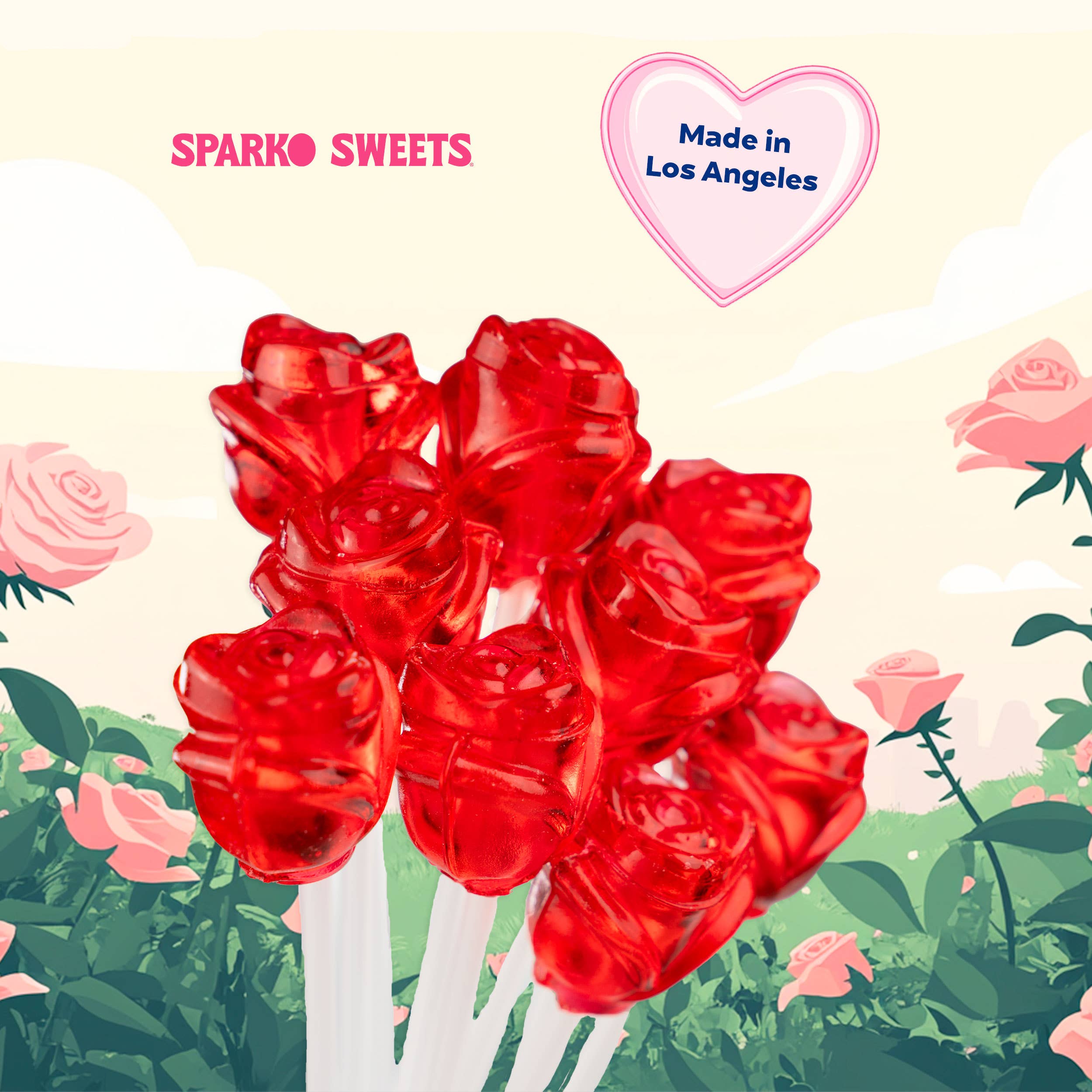 Sparko Sweets - Wholesale Lollipop - Twinkle Pops 3D Roses Long-Stem Lollipops3