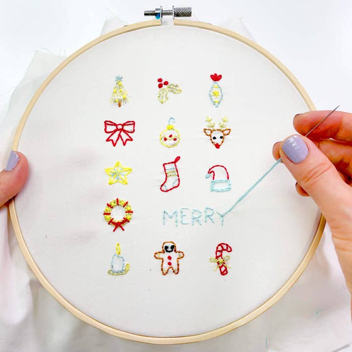 Kit de broderie Merry Icones 8" pour la vente par Penguin & Fish