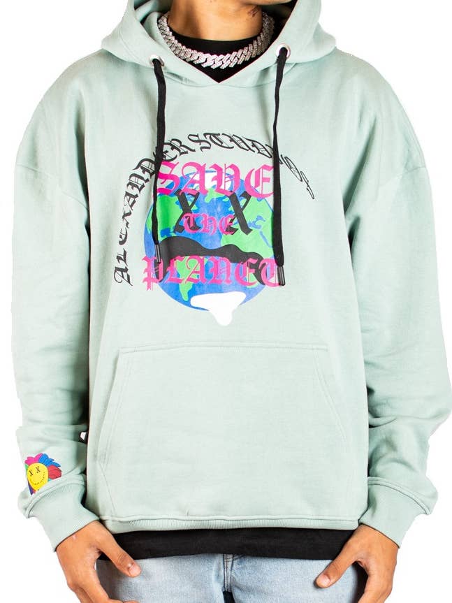 Limoengroene Save The Planet hoodie voor wholesale door Alexander Studios