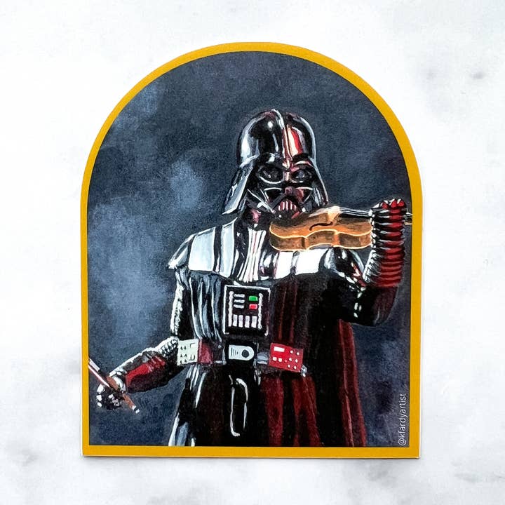 Darth Vader Playing the Violin vinyl art sticker for wholesale by Kristin Fardy Artist