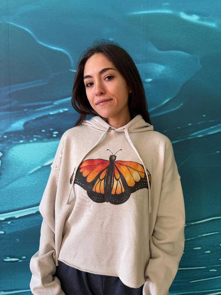 Monarch Crop Sweatshirt for wholesale by Blue Mermaid Art
