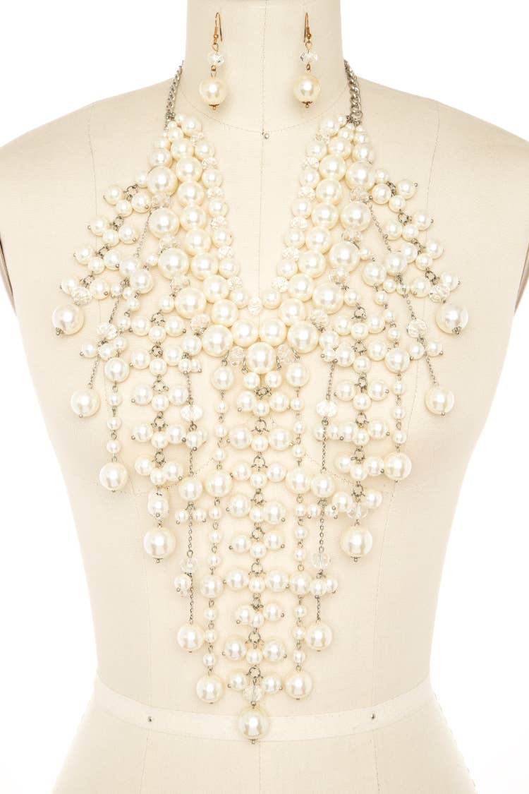 Artini Accessories - Wholesale Jewelry Set - Zillion Pearls Statement Head Turner Necklace Set1