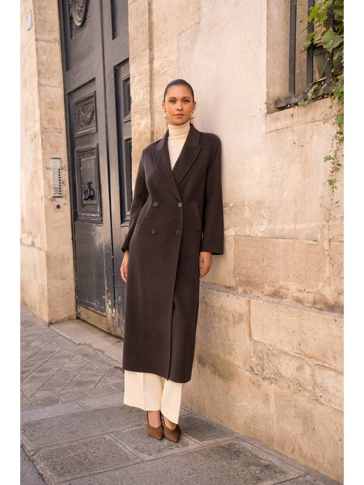 Attentif Paris - Wholesale Coat - Women's - Extra-long oversized hand-sewn wool blend coat63