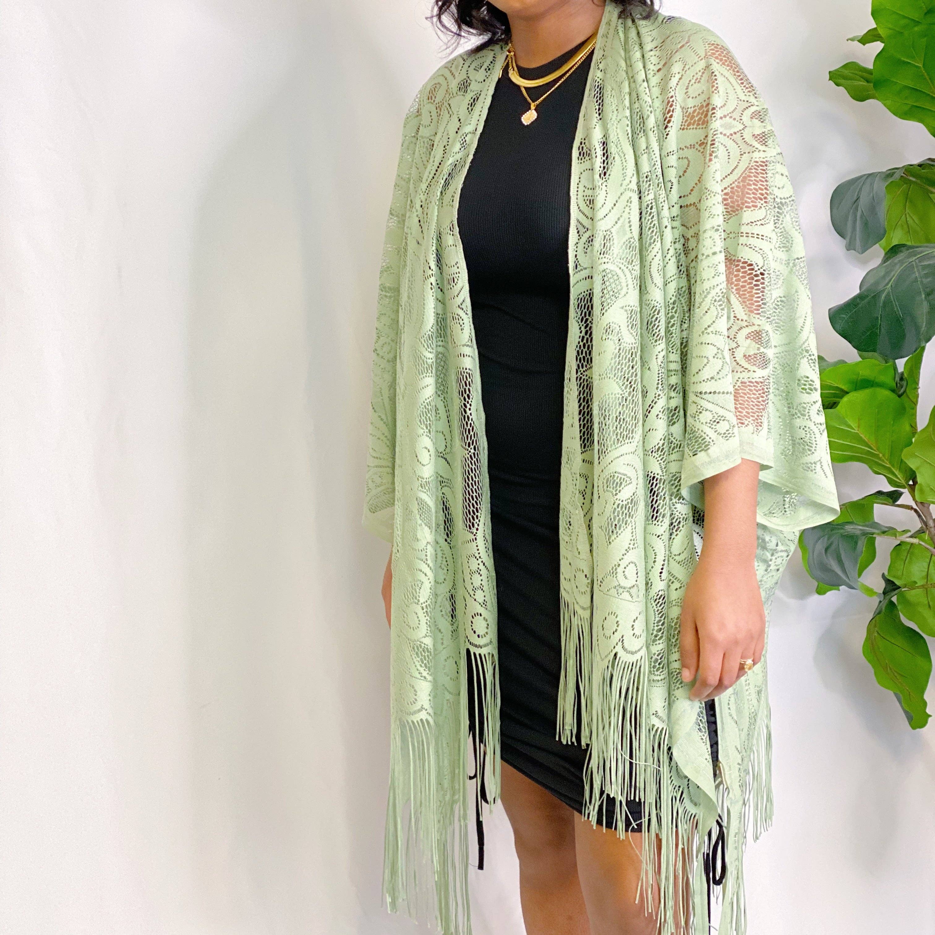 Ellison+Young - Vendita all'ingrosso Kimono - Donna - Elegante kimono con frange in pizzo14