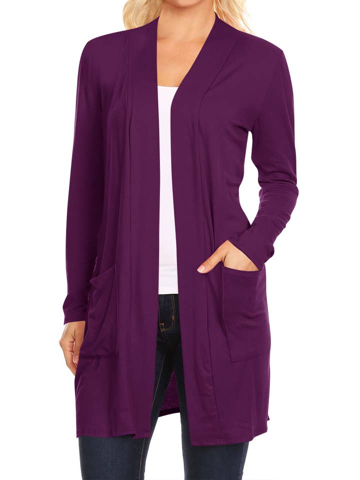 MOA COLLECTION - Wholesale Cardigan - Women's - Women's Long Sleeves Casual Solid Outerwear Sweater Cardigan17