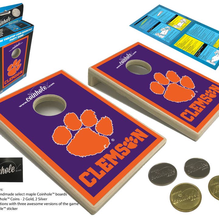 Clemson University Coinhole® Tabletop Game Set for wholesale by Coinhole