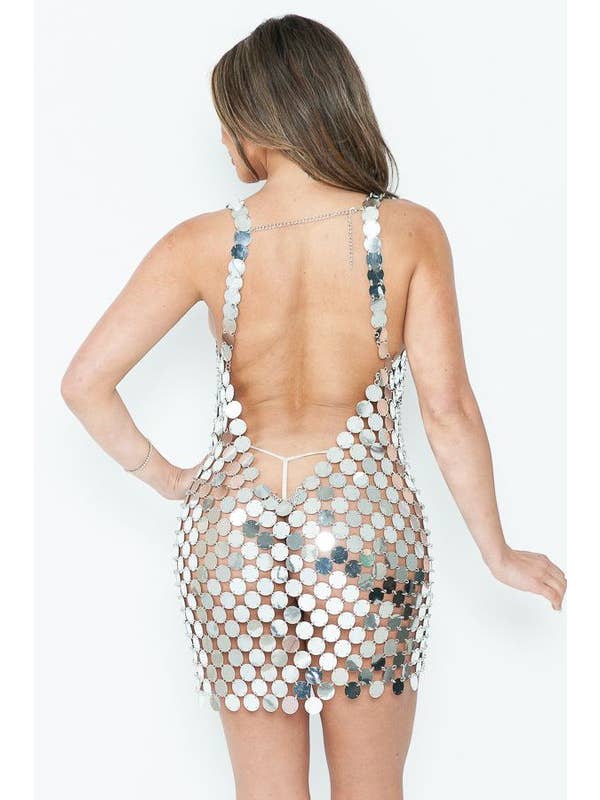 Lydia USA - Wholesale Dress - Women's - Mirror Disco Circle Sequin Chainmail Mini Dress