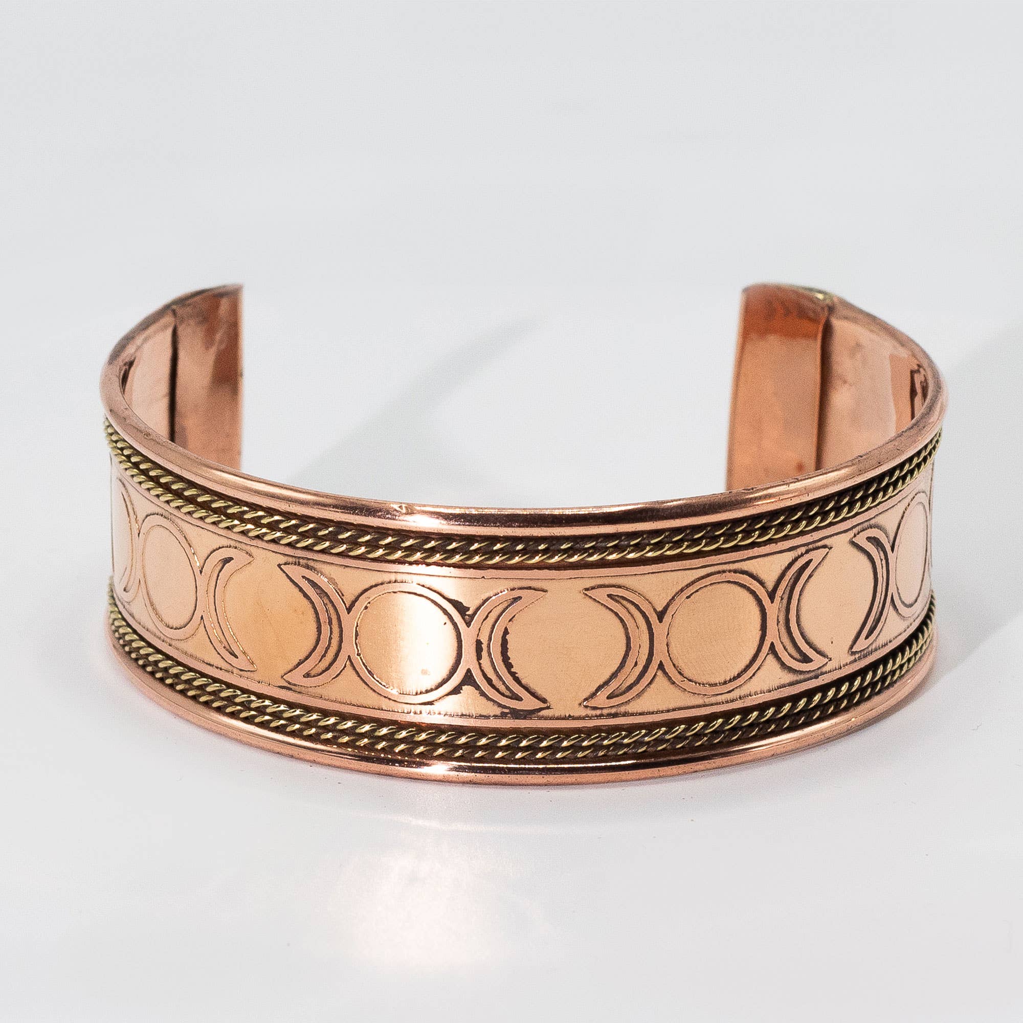 AW Artisan - Wholesale Cuff Bracelet - 6x Copper Bracelets - Wide Bands and Brass Decoration3