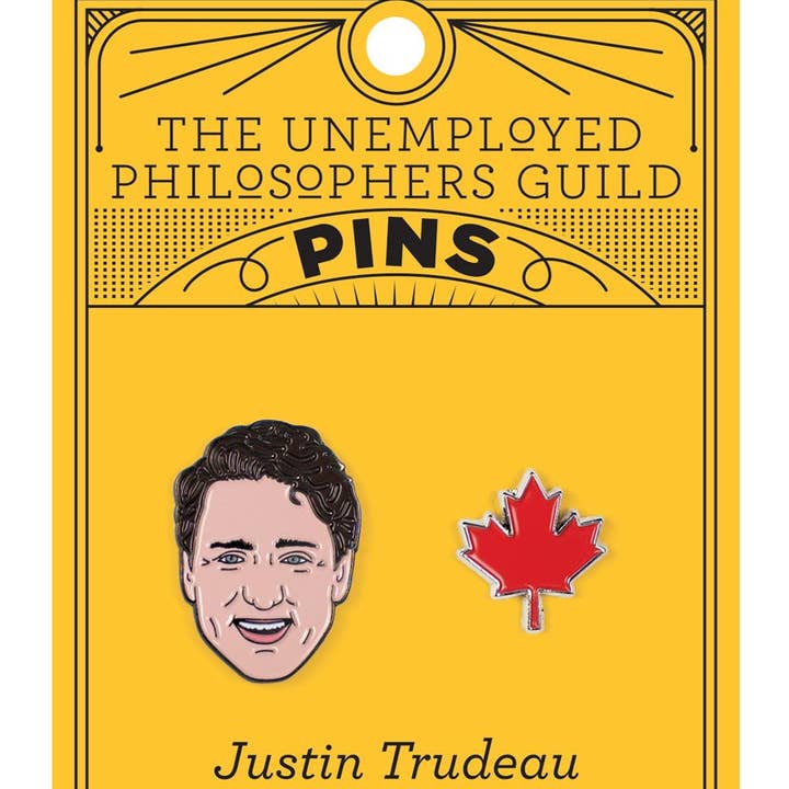 Unemployed Philosophers Guild - Wholesale Lapel Pin/Button - Justin Trudeau & Maple Leaf Pins