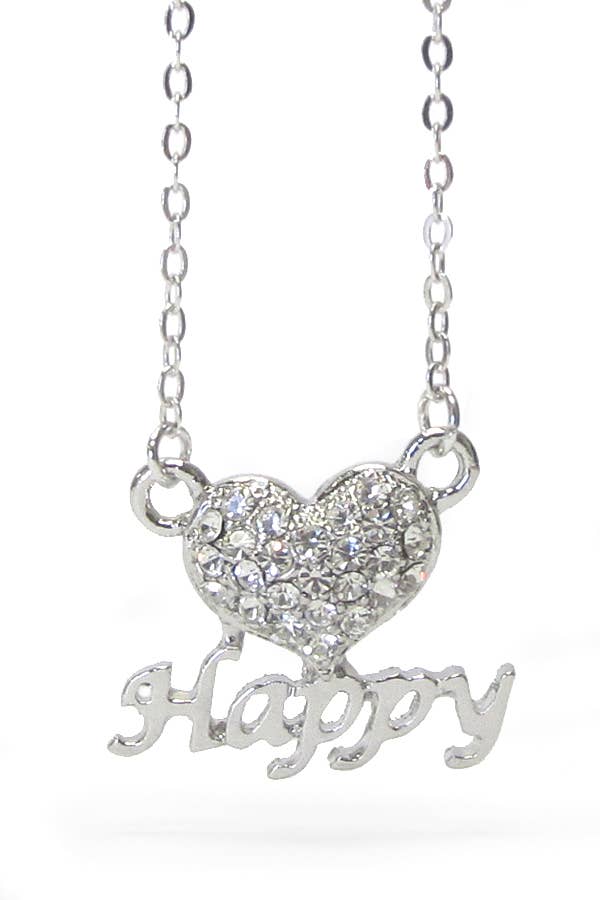 Jewelry Max - Wholesale Pendant/Charm Necklace - ( R252 )  CRYSTAL HAPPY HEART PENDANT NECKLACE0
