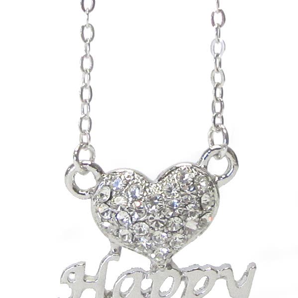 Jewelry Max - Wholesale Pendant/Charm Necklace - ( R252 ) CRYSTAL HAPPY HEART PENDANT NECKLACE0