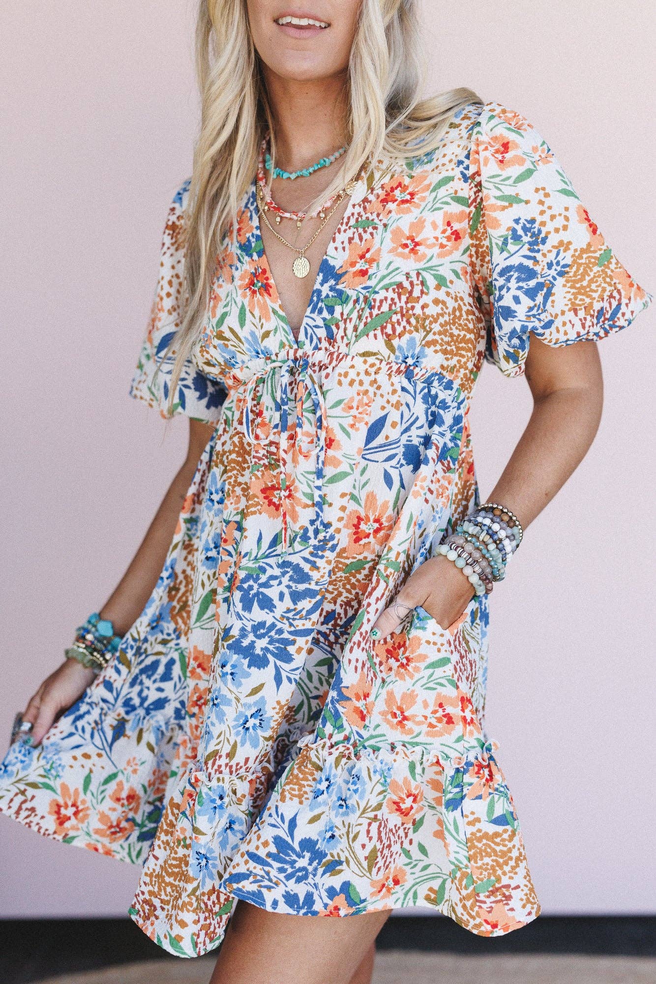 Marron Robe Flora Belle - Floral Marron en vente sur Faire2