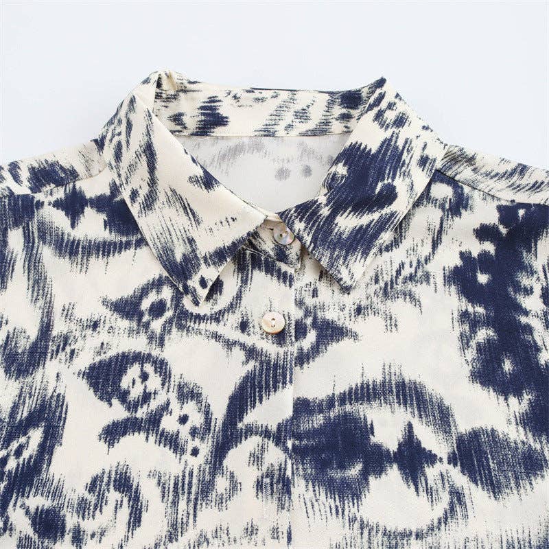 Marayn - Wholesale Lounge Set - Women's - Autumn Silk Print Set Elegant  Effortless Style4