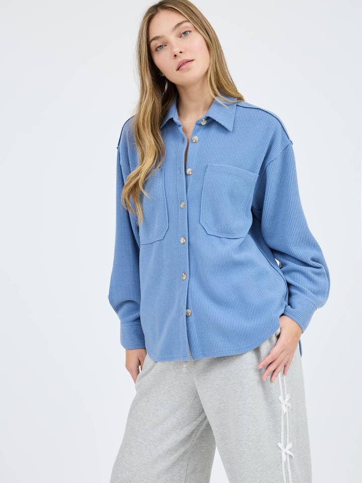 Blu Pepper - Wholesale Knit Top - Women's - RIB KNIT EXPOSED SEAM BUTTON UP TOP7