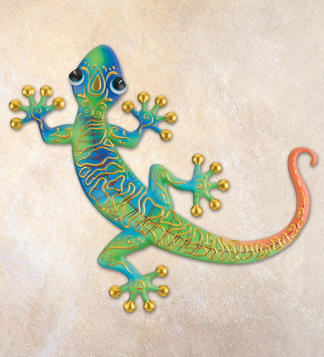 Multi Swirl Gecko Wall Decor 16" - Blue for wholesale on Faire1
