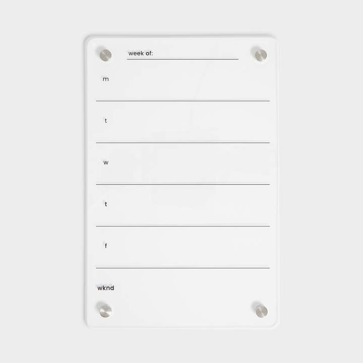 U Brands - Wholesale Whiteboard/Dry-Erase Board - U Brands Acrylic Clarity Acrylic Dry Erase Weekly Calendar, 8" x 12" Clear0