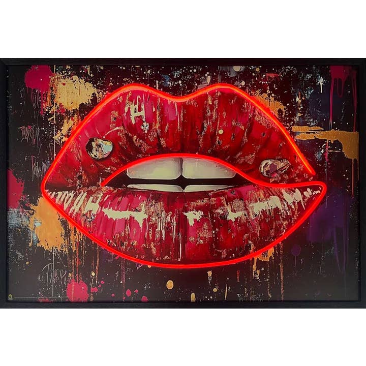 Scorpio Posters - Wholesale Canvas Art - Seductive Lips LED Neon Canvas Art (24"x36")