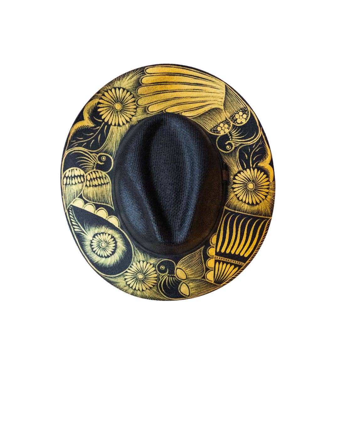 Origin Mexico – Engroshandel Bucket hat - Dame – Håndmalet westernhat i sort og guld2