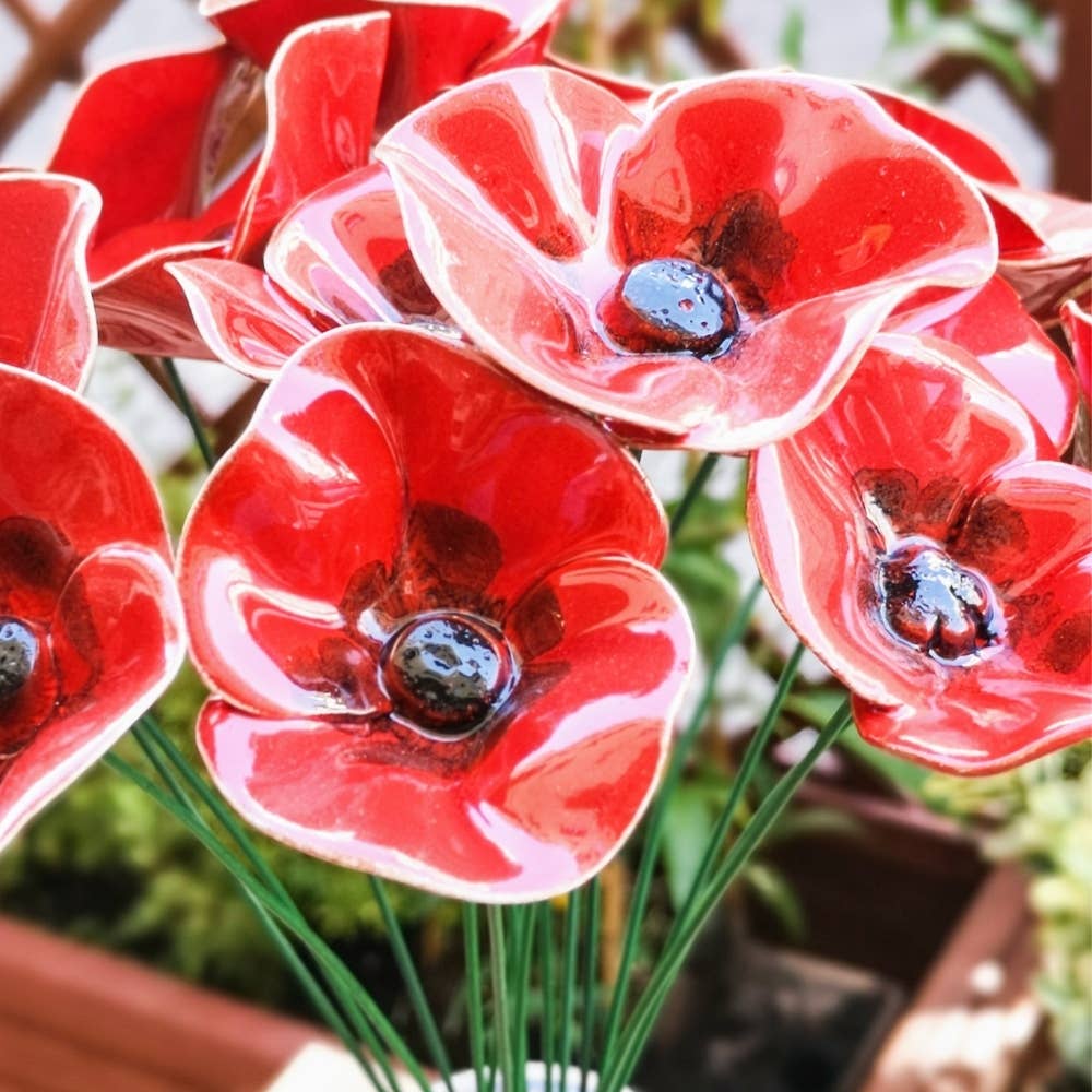 NaturoTheke – Großhandel Künstliche Blumen – Mohnblume ⌀ ca. 5cm, 39cm Stiel6