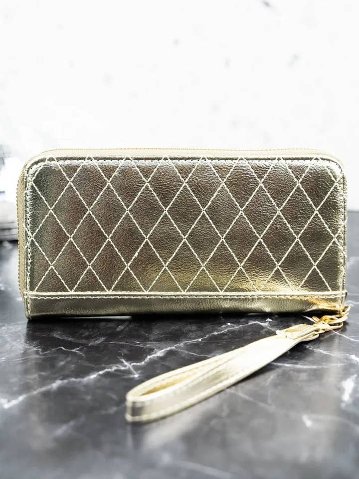 Taytum Quilted Wristlet Wallet for wholesale by The Bling Barn