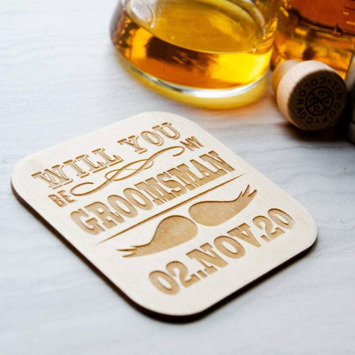 Will you be my groomsmen coaster for wholesale by Birch and tides