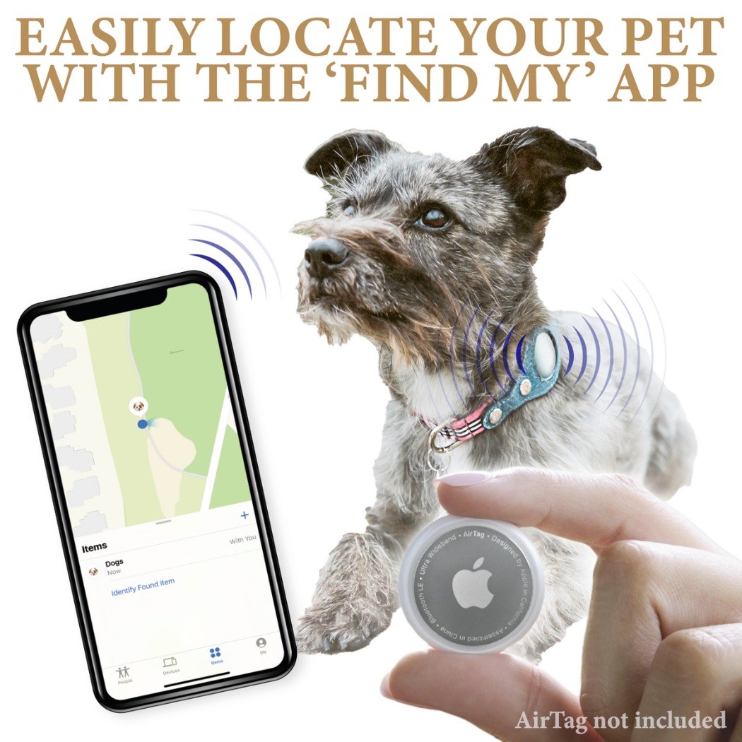 Urban Dog Stars - Venta al por mayor Collar - Perros - Collar Airtag para perro - Cuadro beige y mezclilla3