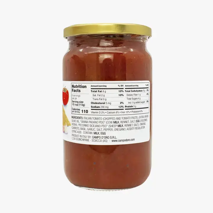 Campo d'Oro - Wholesale Sauce - Salsa di Pomodoro alla Vodka 24 oz2
