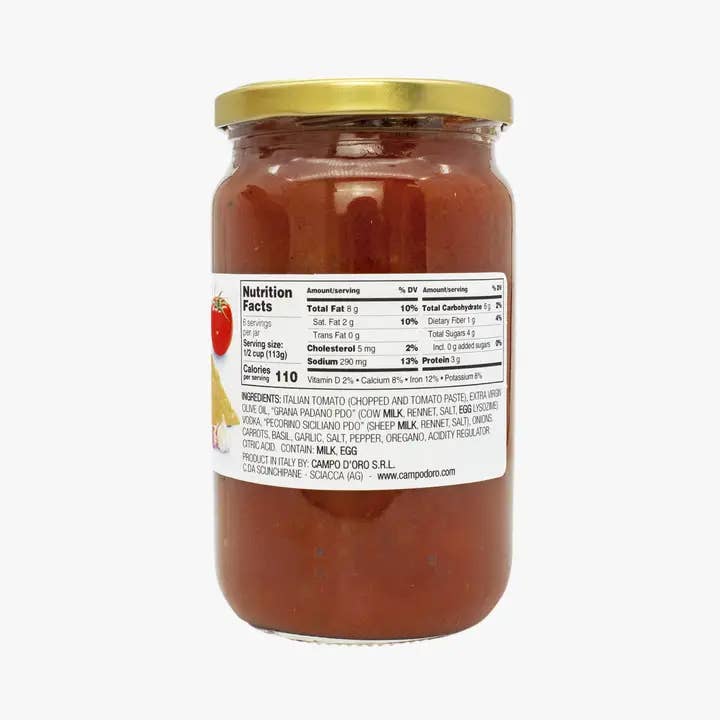 Campo d'Oro - Wholesale Sauce - Salsa di Pomodoro alla Vodka 24 oz2