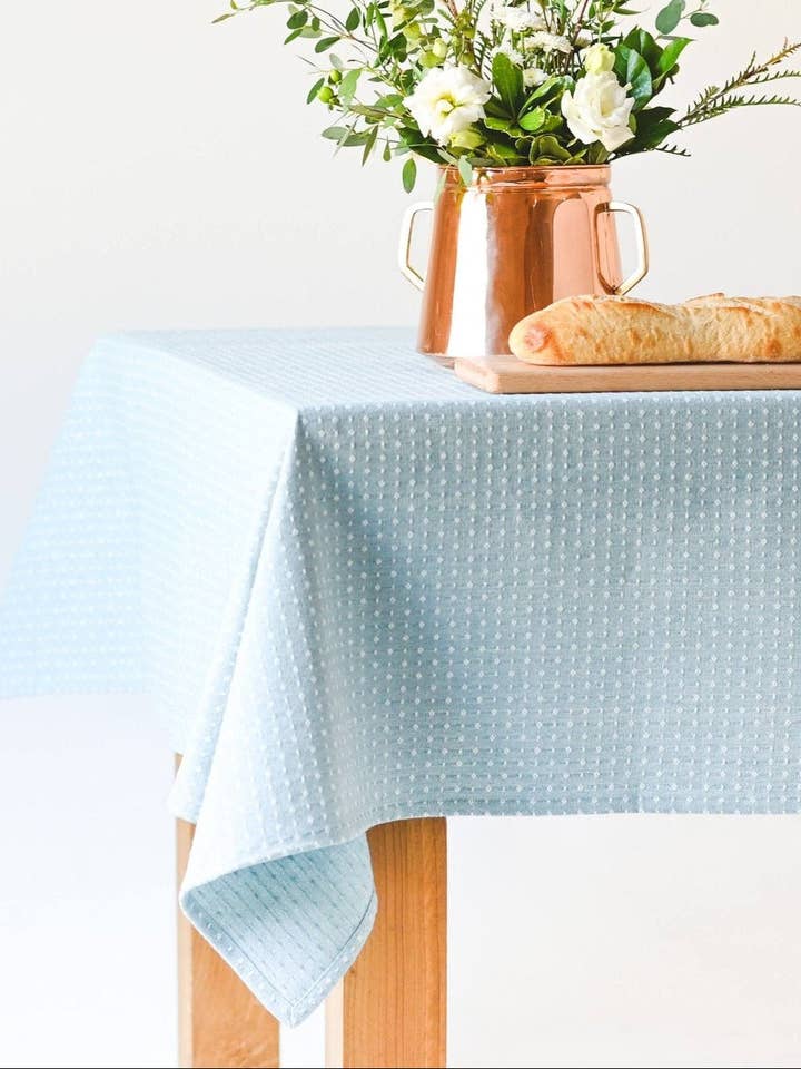 Blue Dotted Tablecloth for wholesale by Galley and Fen