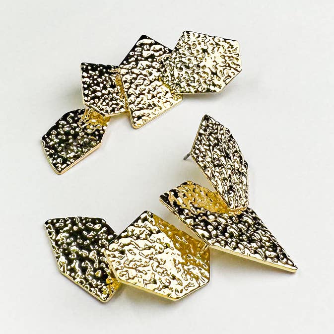 GOLD LARISA TEXTURED DROP EARRINGS for wholesale on Faire0